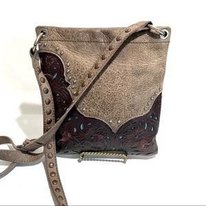 Montana West brown & tan leather crossbody bag